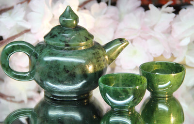 Canadian Jade Teapot Set Inc 2 Cups #2112