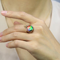 18K Four Leave Clover Heart Ammolite Ring #927