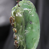 Palm Stone Eggplant Jade Pendant #1770