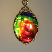 18k Oval Ammolite Pendant  #1539