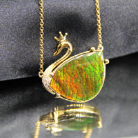 18k Swan Ammolite Pendant #926