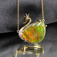 18k Swan Ammolite Pendant #926