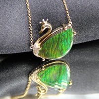 18k Swan Ammolite Pendant #926