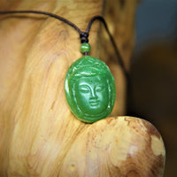 Hand-Carved Guanyin Polar Jade Necklace #1762