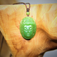 Hand-Carved Guanyin Polar Jade Necklace #1762