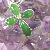 Flower Cross Jade Pendant Necklace #1099