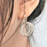 925 Sterling Silver Earrings RH Coated - Wheel of Fortune 23mm