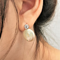 BUTTON PEARL 925 S.S EARRINGS #1608