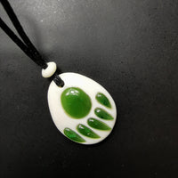 Jade Bear Paw on Bone Necklace #1153