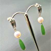 CANADIAN JADE & AKOYA PEARL EARRINGS #1632