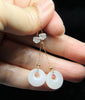 18K DONUT WHITE JADE EARRINGS #1446