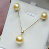 SOUTH SEA GOLD PEARL EARRINGS & PENDANT #1620