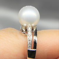 14k Freshwater Pearl Diamond Ring #1935