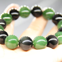 14mm Jade and Obsidian Beaded Bracelet #2068