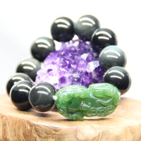 7" Pixiu & Obsidian Beaded Bracelet #2066