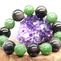 Jade and Obsidian Beaded Bracelet #2070