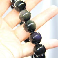 14mm Obsidian Rainbow Eye Beaded Bracelet #1845