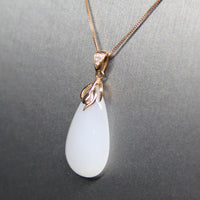 18k White Jade Water-drop Pendant#1506