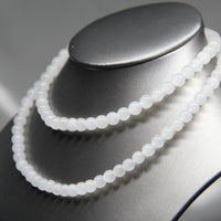 108 Round White Jade Mala Beaded Necklace #1814