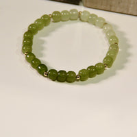 14k Gradient Green Jade Beaded Bracelet #1018