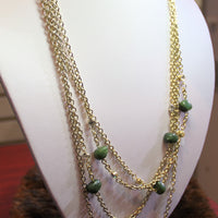 JADE NUGGETS FASHION GOLD CHAIN NECKLACE #1808