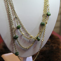 JADE NUGGETS FASHION GOLD CHAIN NECKLACE #1808