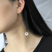 18K DONUT WHITE JADE EARRINGS #1446