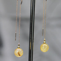 Natural Rutilated Gold Quartz Crystal Earrings #1455