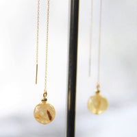 Natural Rutilated Gold Quartz Crystal Earrings #1455