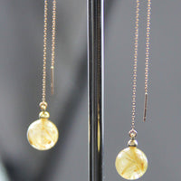 Natural Rutilated Gold Quartz Crystal Earrings #1455