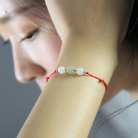 14K White Jade Red Lucky Bracelet