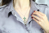 Flower Cross Jade Pendant Necklace #1099