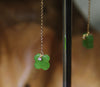 14k Siberian Jade Four Leaf Clover Earrings #1896