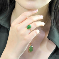 18K Top Grade Siberian Jade Ring  #1900