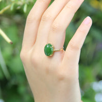 18K Top Grade Siberian Jade Ring  #1900