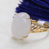 TOP GRADE WHITE JADE RING #1906