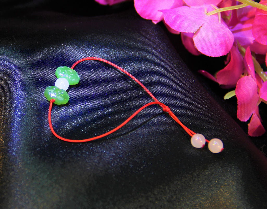 Double Ruyi Jade Red Cord Bracelet #2131