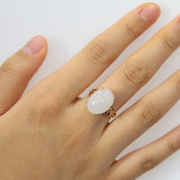 TOP GRADE WHITE JADE RING #1906