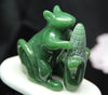 2" Jade Mouse With Corn On White Marble