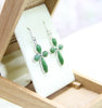 FLOWER CROSS JADE EARRINGS #1072