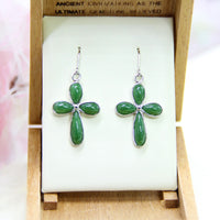 FLOWER CROSS JADE EARRINGS #1072