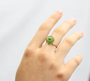 Top Grade Apple Green Donut Siberian Jade Ring #1605