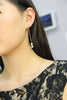 14K White Jade& Qing Hai Qing Earrings #1894