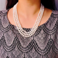 THREE STRANDS FRESHWATER PEARL NECKLACE #1598